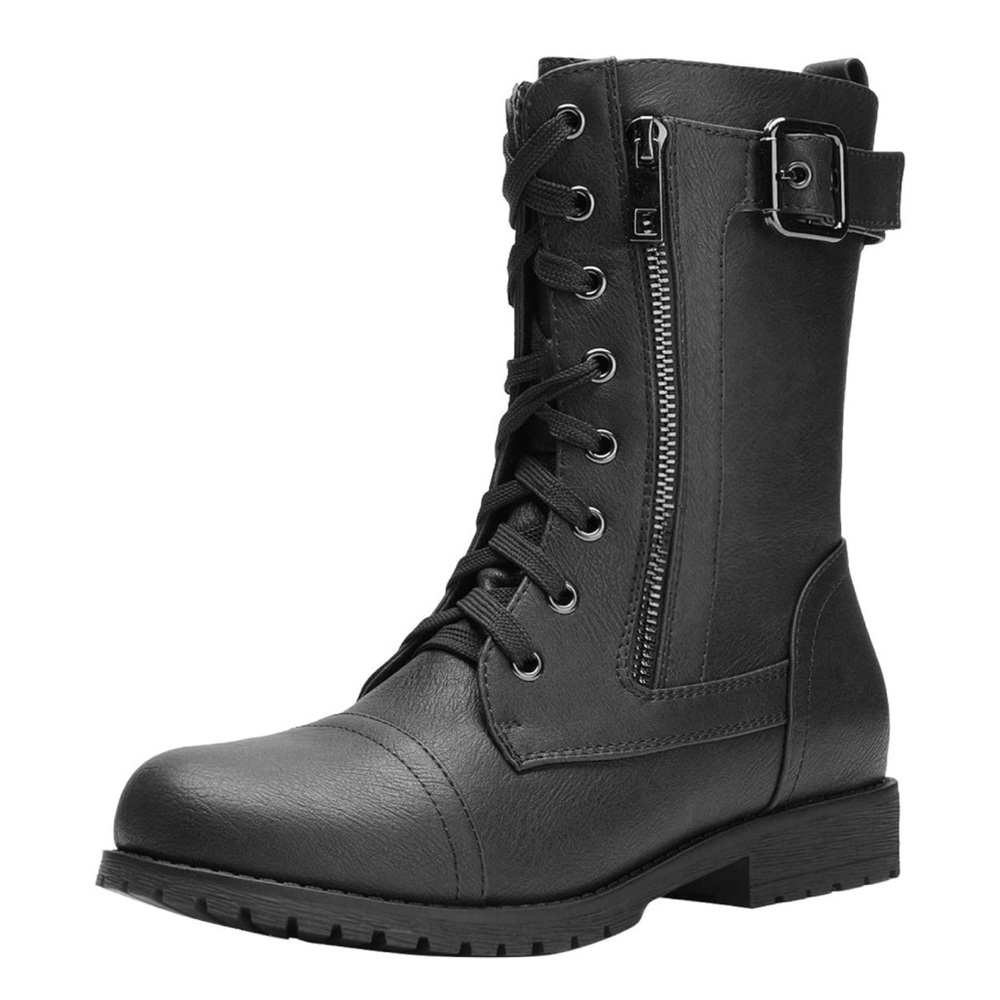 DREAM PAIRS Women's Black Combat Boots